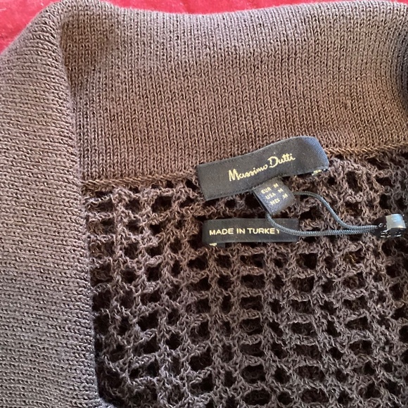 NWT Massimo Dutti Crochet-Style Polo Brown Size Medium - Picture 5 of 12